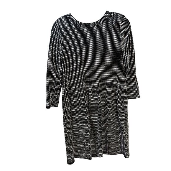 Loft Black & White Textured Button-Back Dress With 3/4 Sleeves Size S - Picture 1 of 10